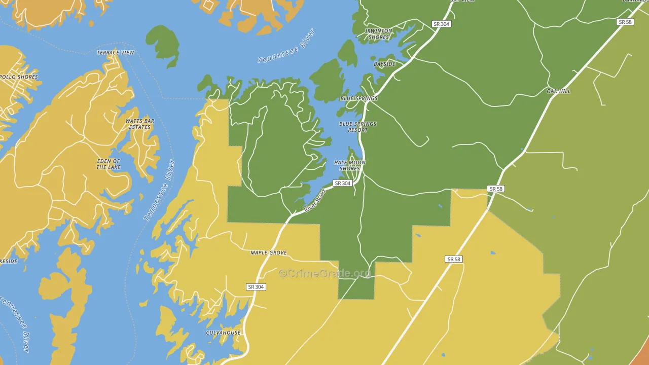 Maple Grove, TN Map of Assault Rates