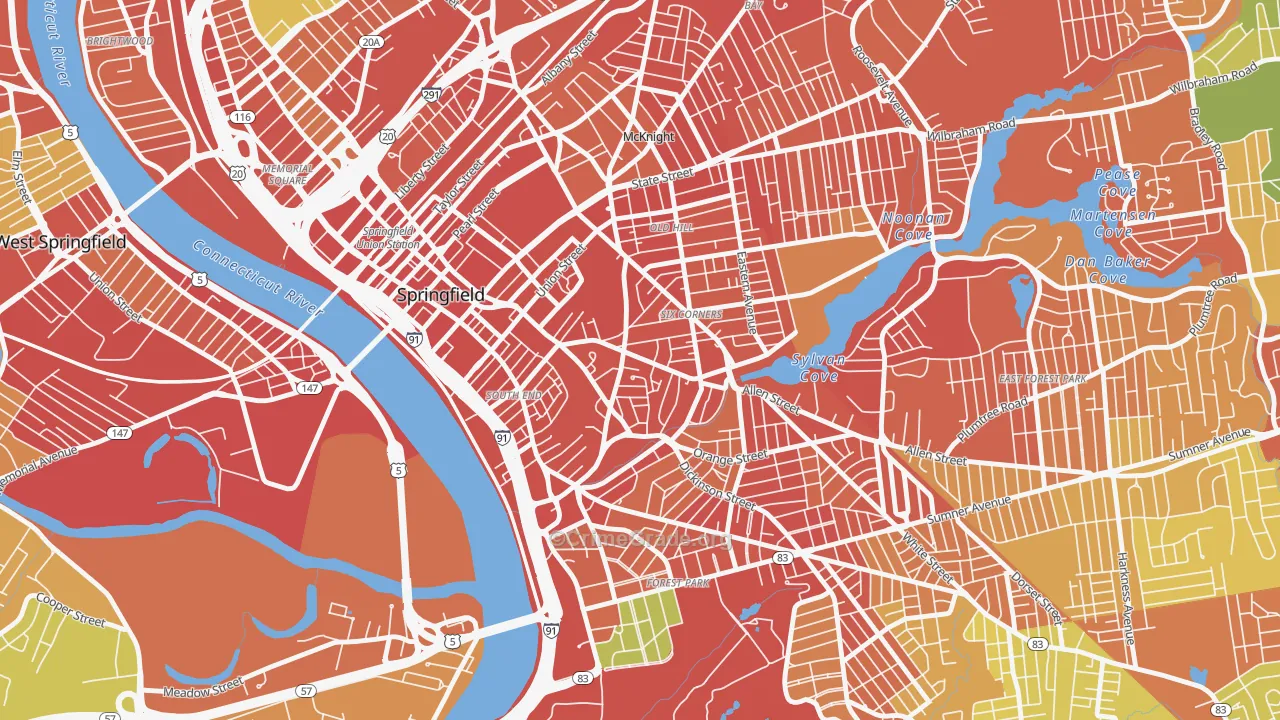 Maple High-Six Corners, Springfield, MA Map of Assault Rates