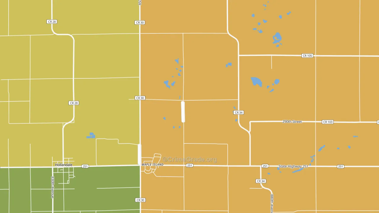 Maple Island, MN Map of Assault Rates