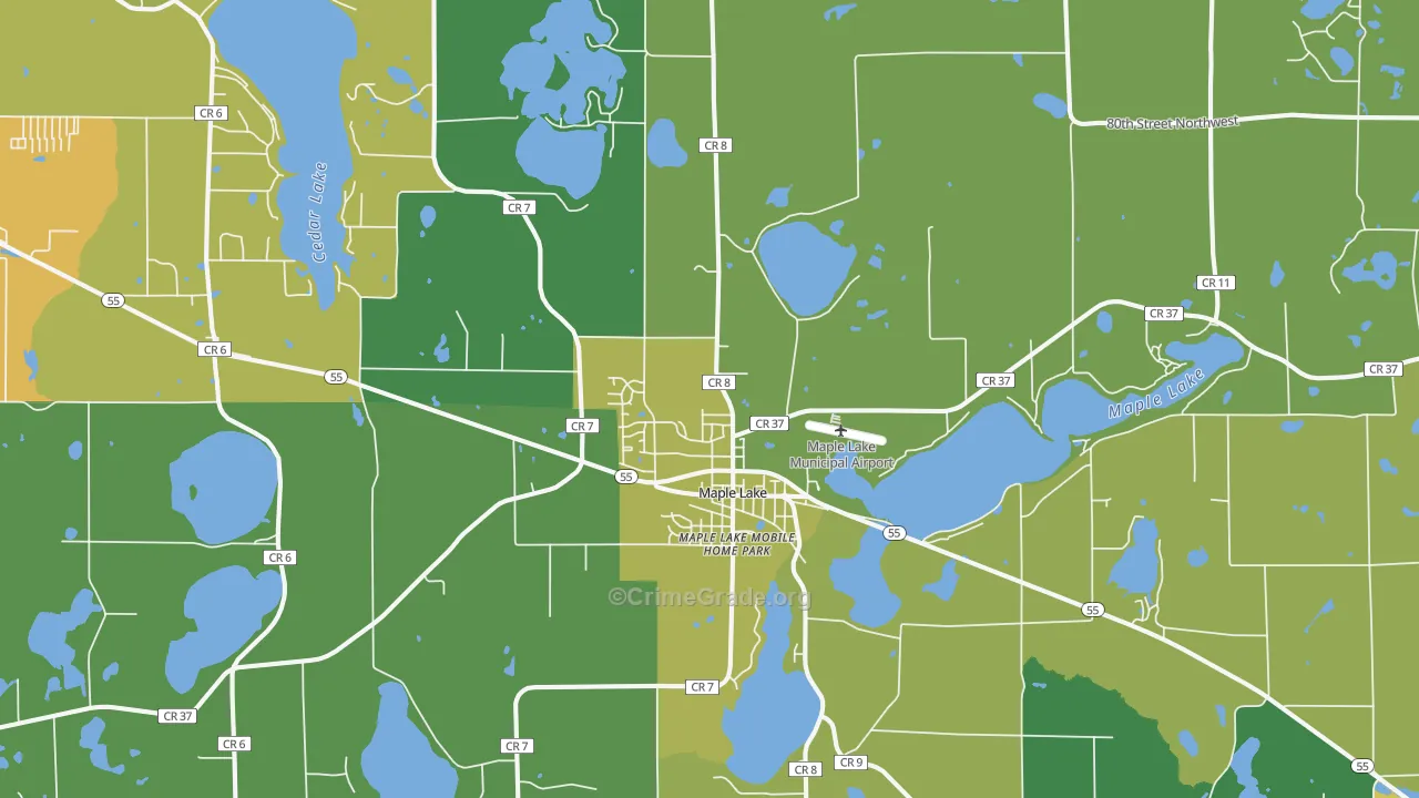 Maple Lake, MN Map of Assault Rates
