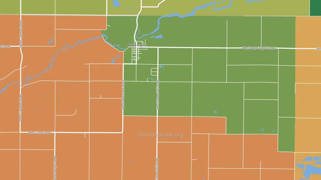 Maple Rapids, MI Map of Assault Rates