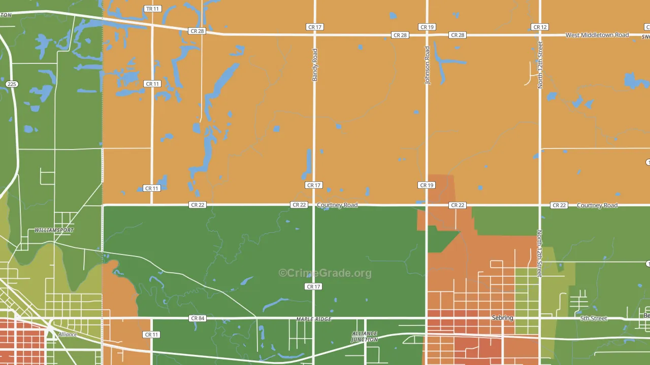 Maple Ridge, OH Map of Assault Rates