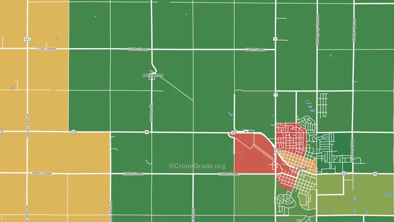 Maple River, IA Map of Assault Rates
