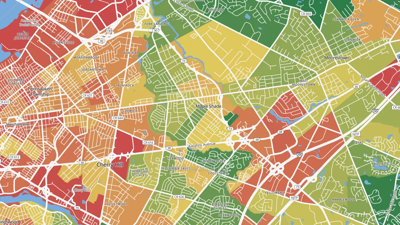 Maple Shade, NJ Map of Assault Rates