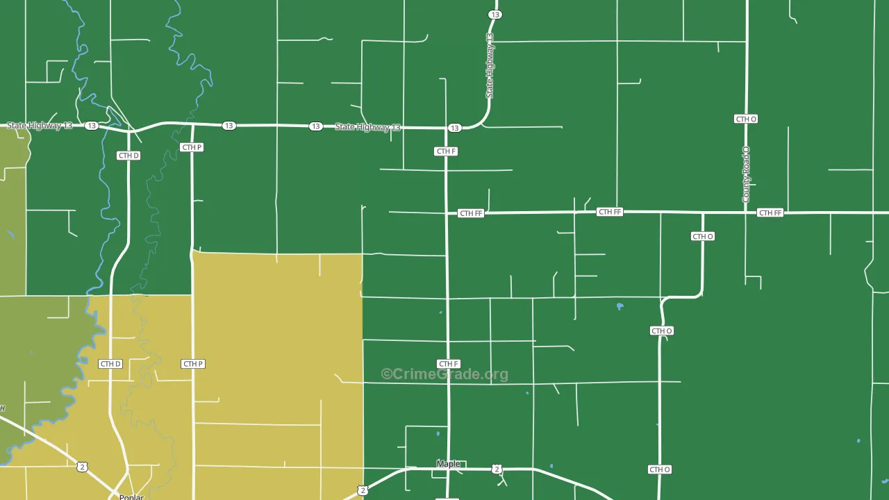 Maple, WI Map of Assault Rates
