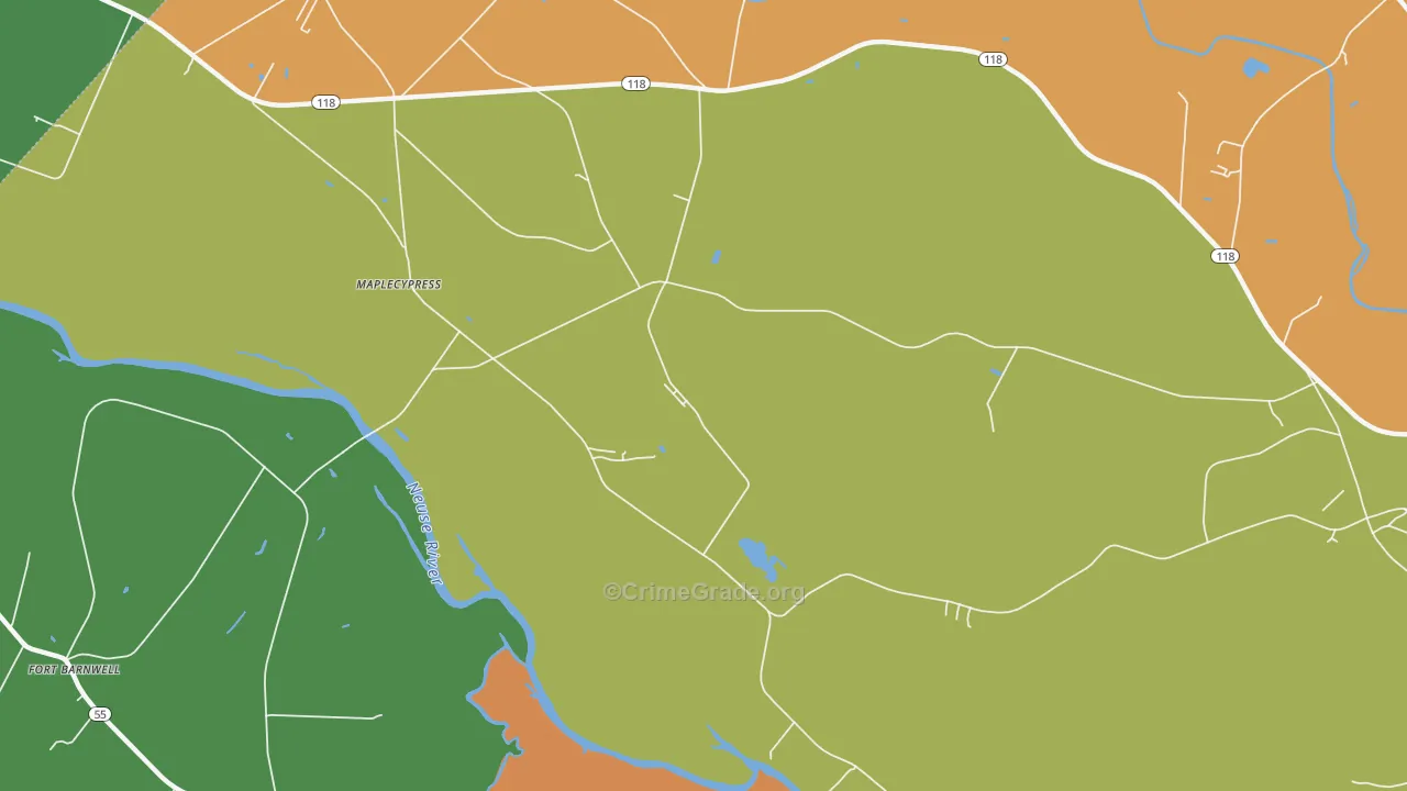 Maplecypress, NC Map of Assault Rates