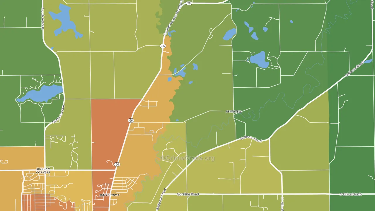 Maplehurst, MI Map of Assault Rates