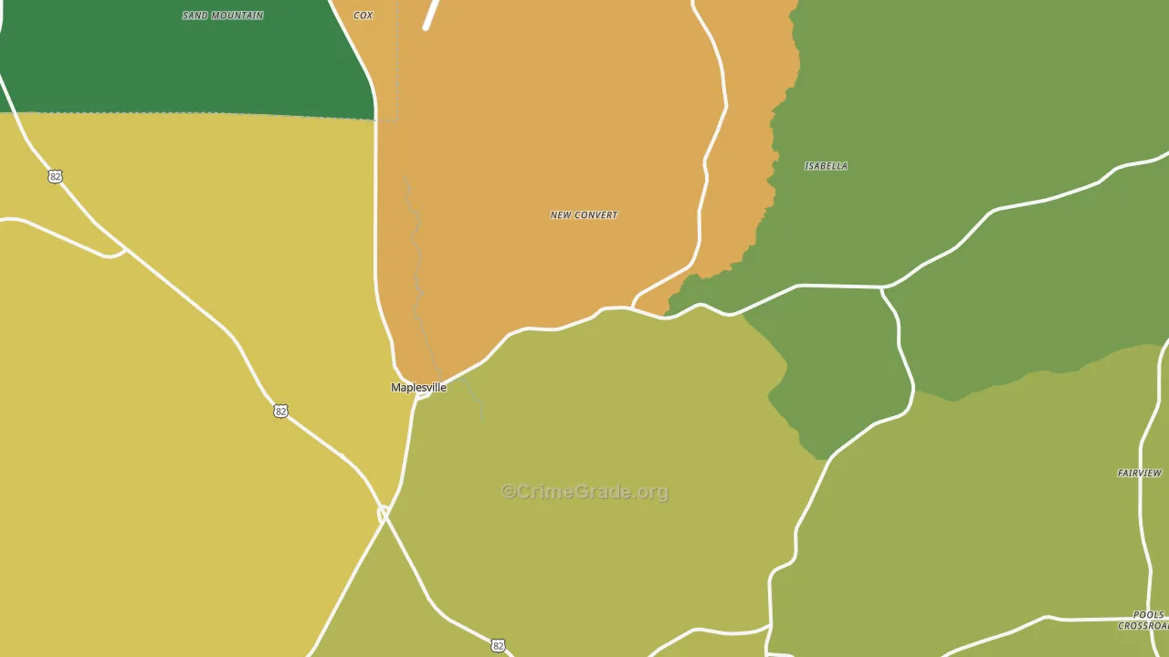 Maplesville, AL Map of Assault Rates