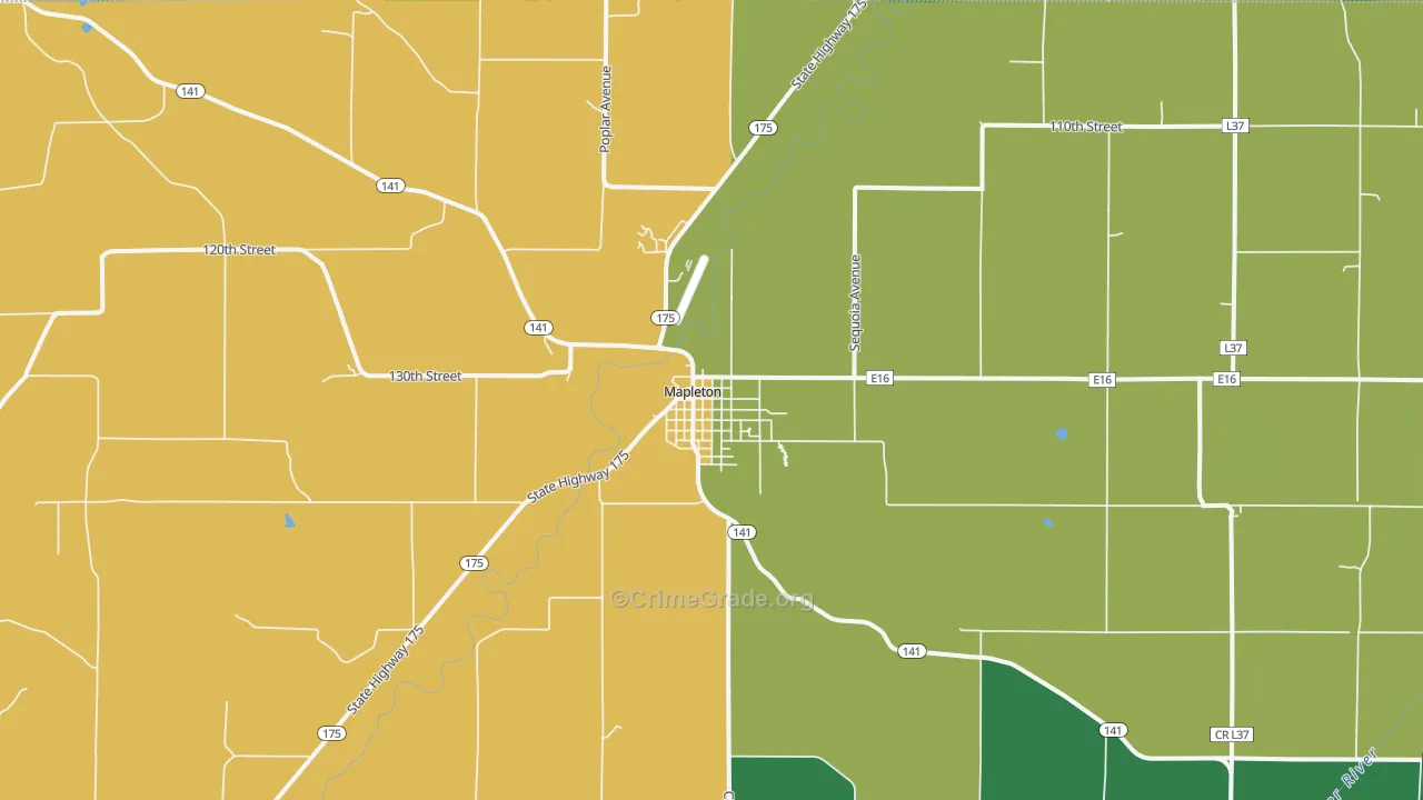 Mapleton, IA Map of Assault Rates