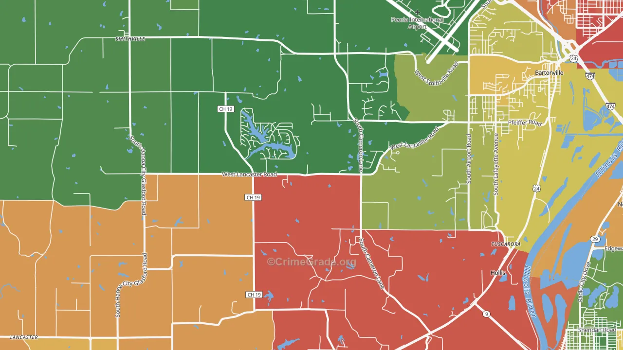 Mapleton, IL Map of Assault Rates