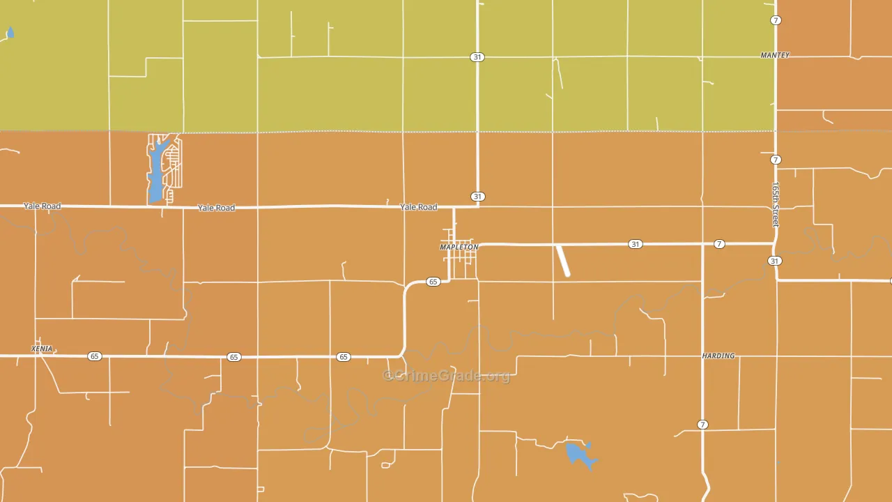 Mapleton, KS Map of Assault Rates