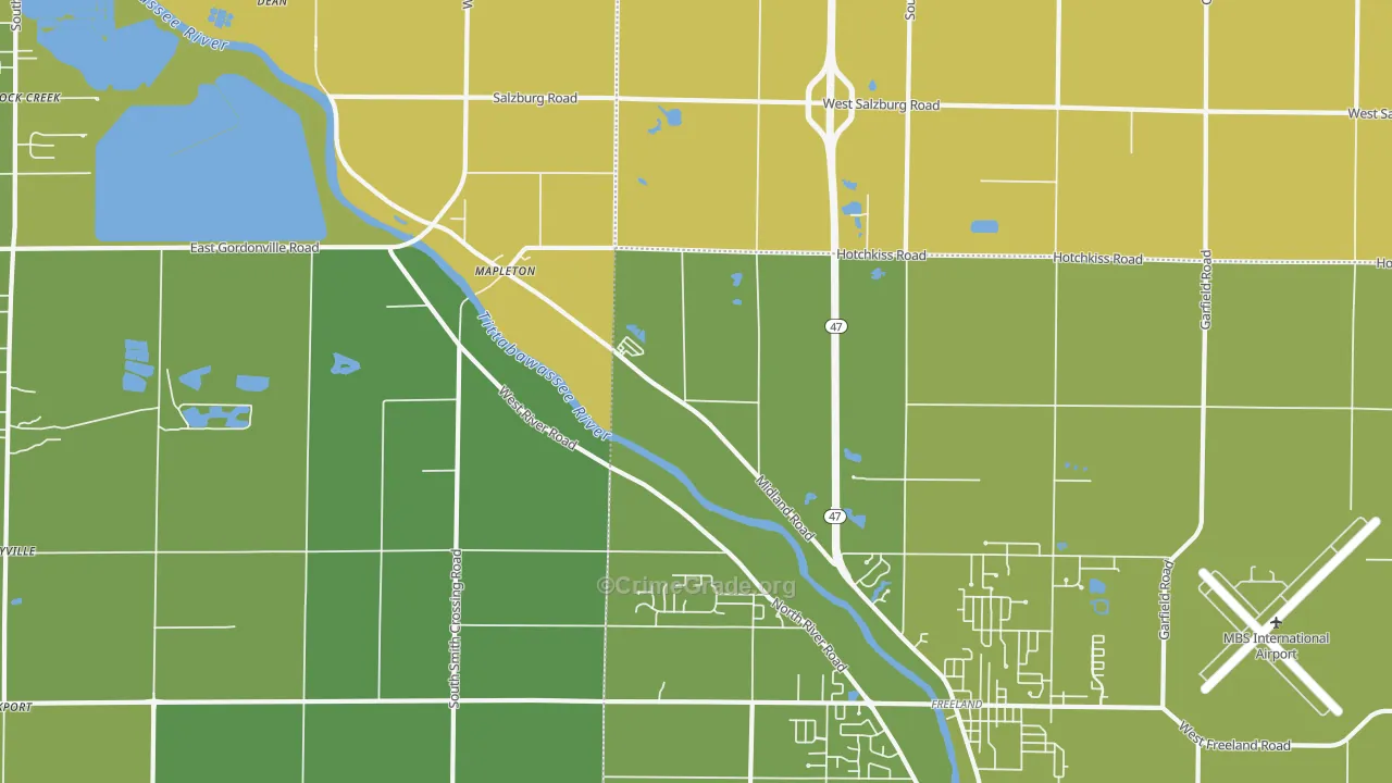 Mapleton, MI Map of Assault Rates