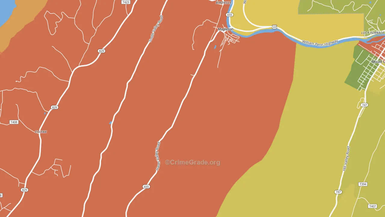 Mapleton, PA Map of Assault Rates