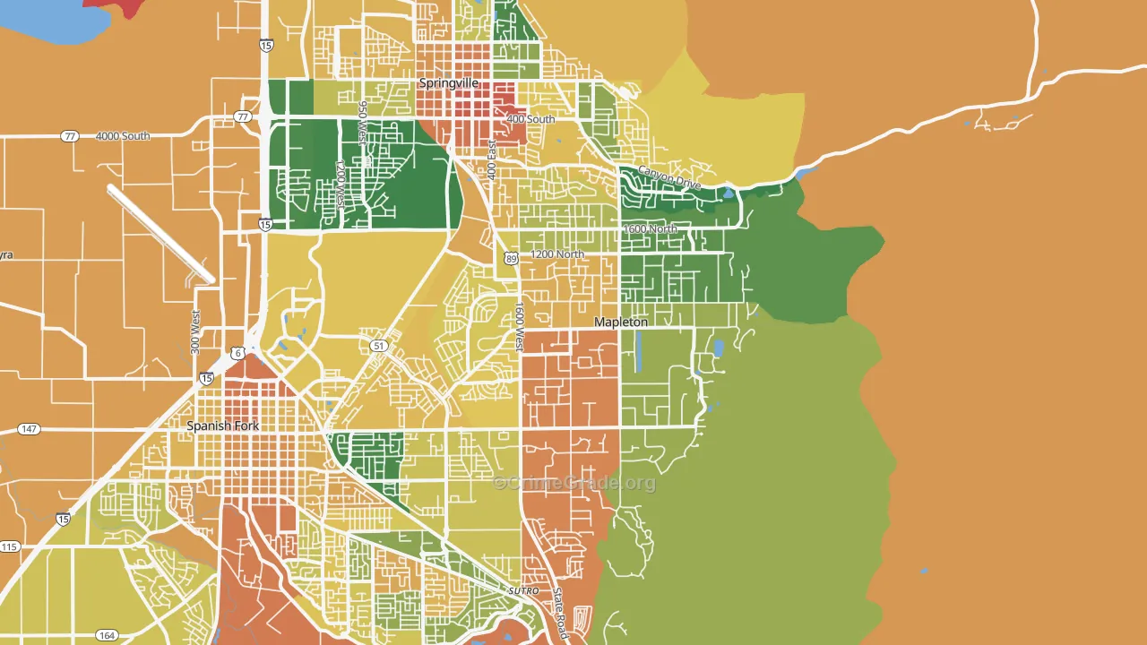 Mapleton, UT Map of Assault Rates