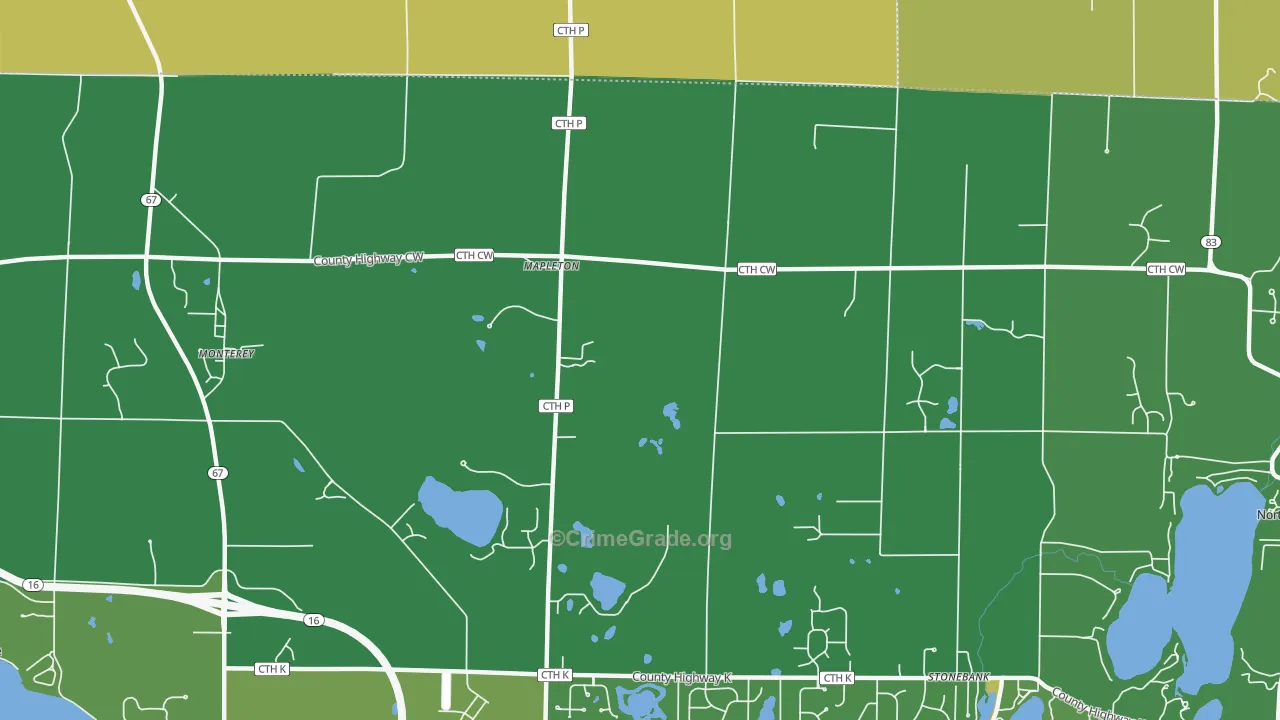 Mapleton, WI Map of Assault Rates