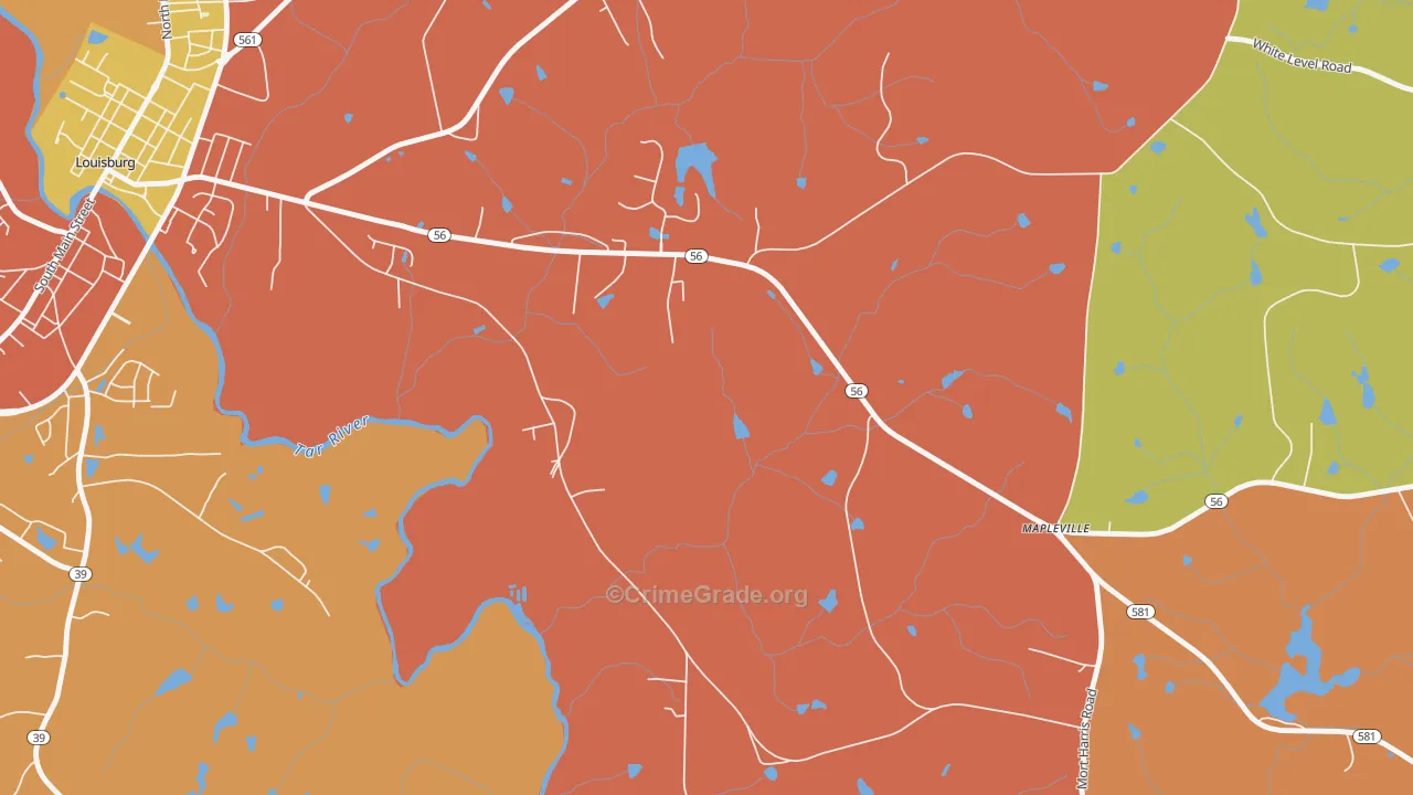 Mapleville, NC Map of Assault Rates