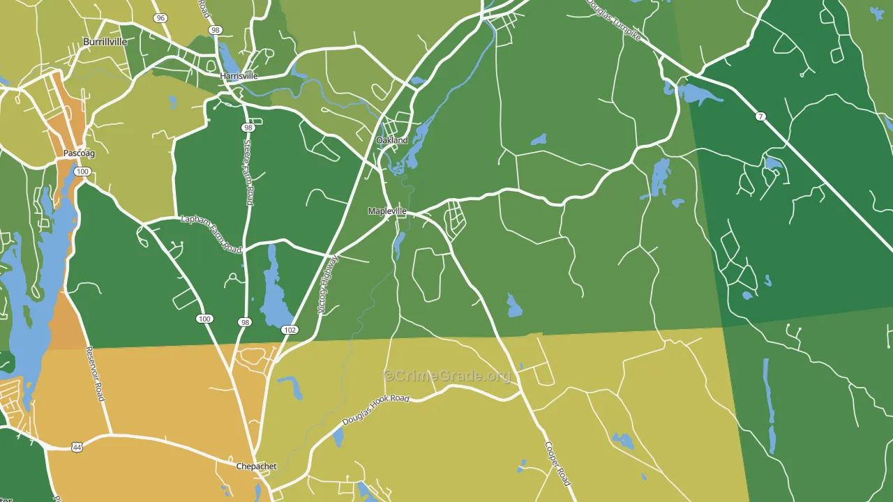 Mapleville, RI Map of Assault Rates