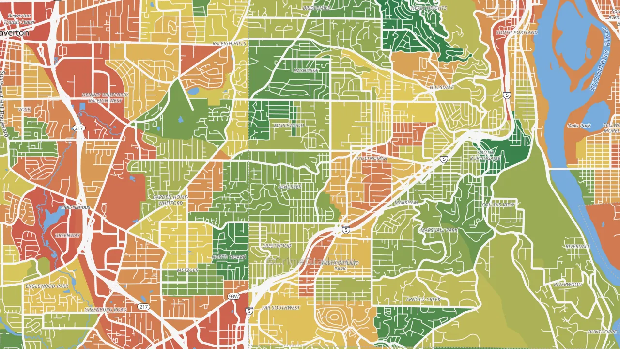 Maplewood-Ashcreek, Portland, OR Map of Assault Rates