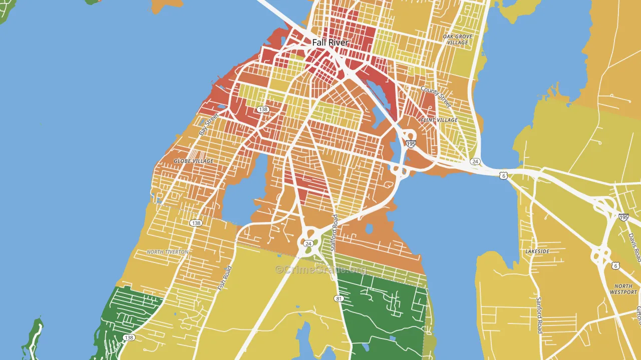 Maplewood, Fall River, MA Map of Assault Rates