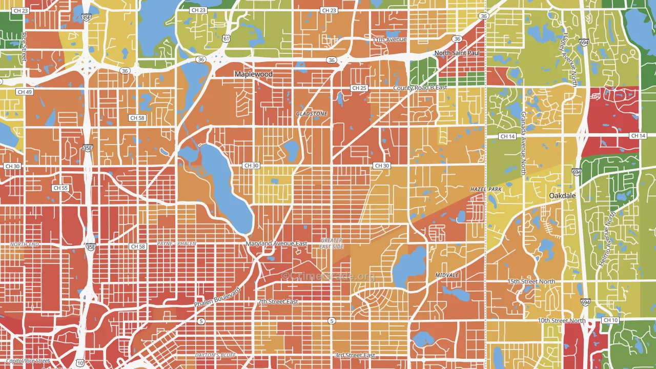 Maplewood, MN Map of Assault Rates