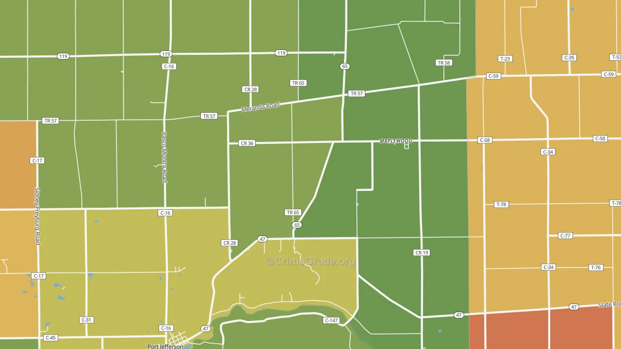 Maplewood, OH Map of Assault Rates