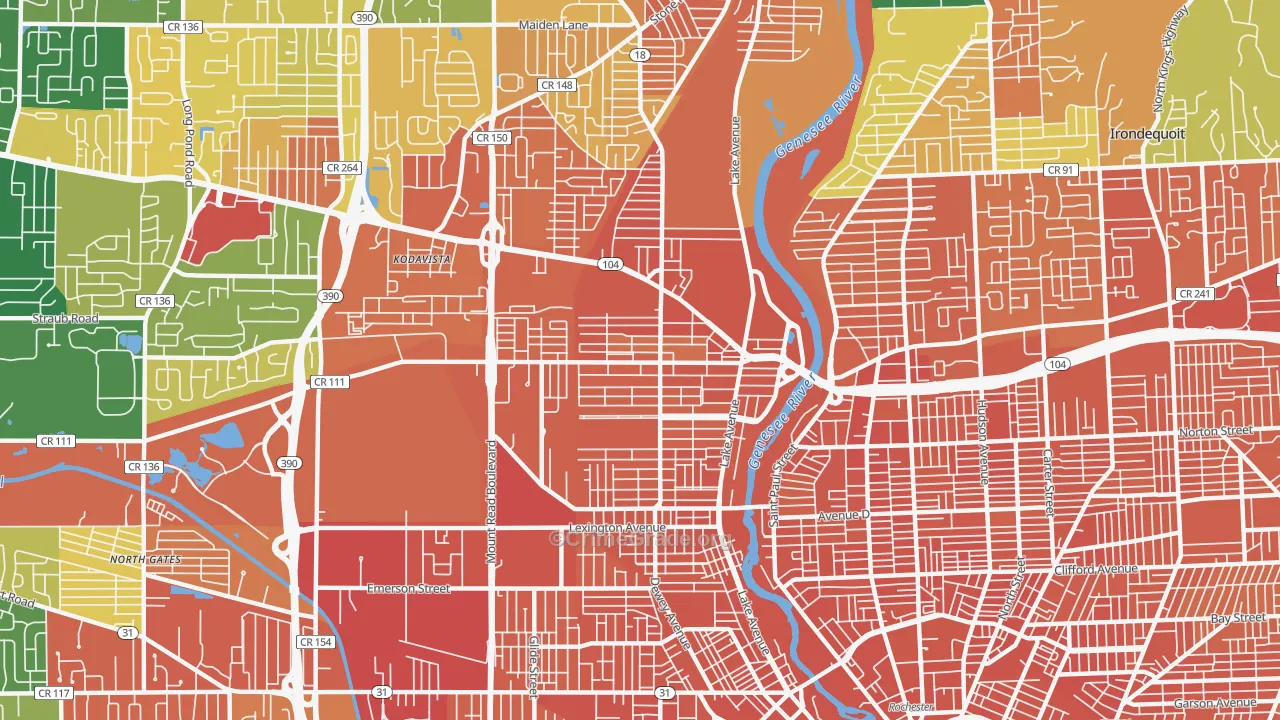 Maplewood, Rochester, NY Map of Assault Rates