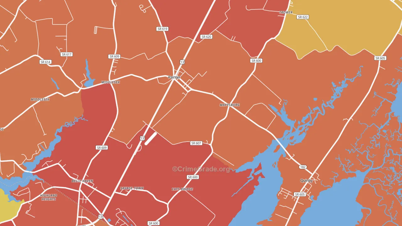 Mappsburg, VA Map of Assault Rates