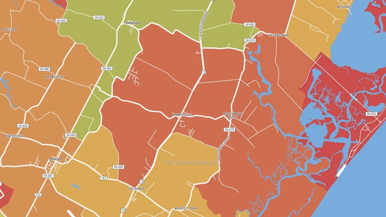 Mappsville, VA Map of Assault Rates