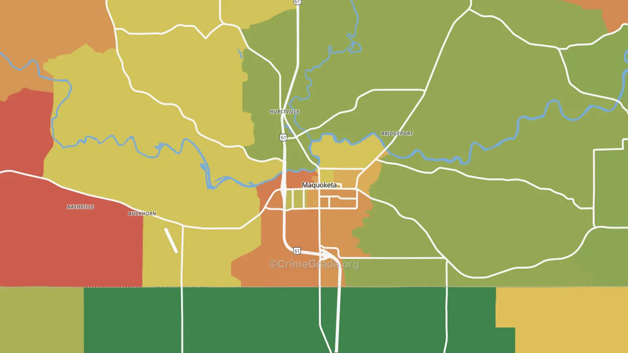 Maquoketa, IA Map of Assault Rates