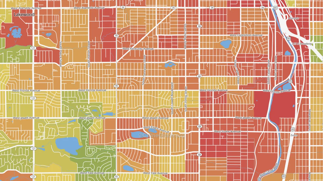 Mar Lee, Denver, CO Map of Assault Rates