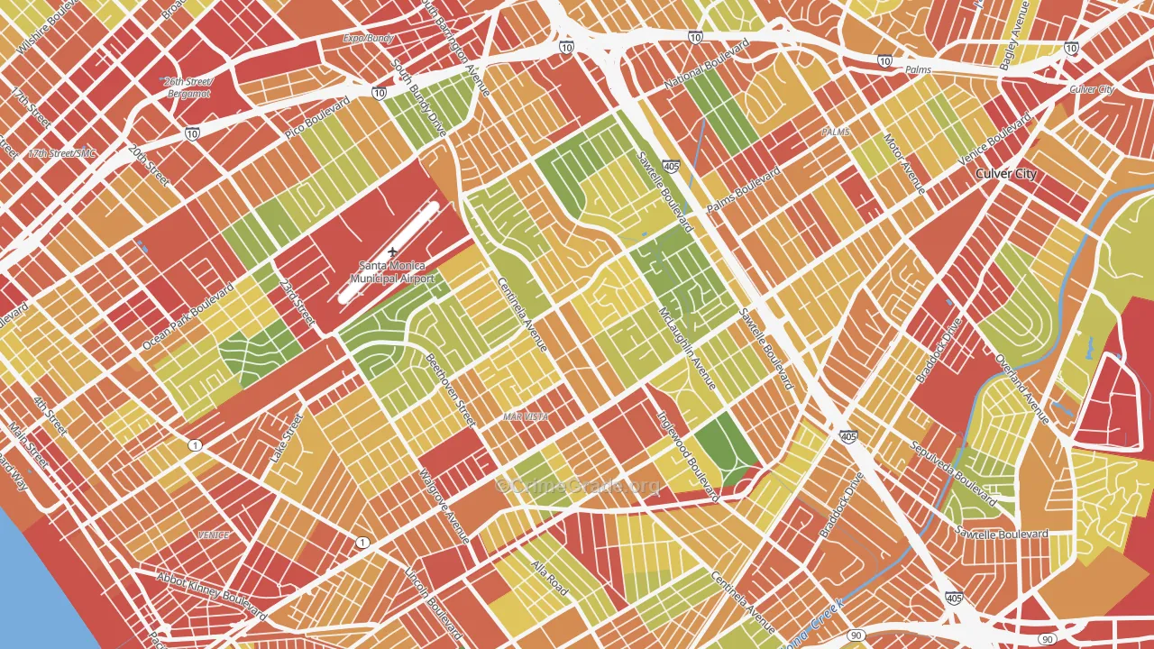 Mar Vista, Los Angeles, CA Map of Assault Rates