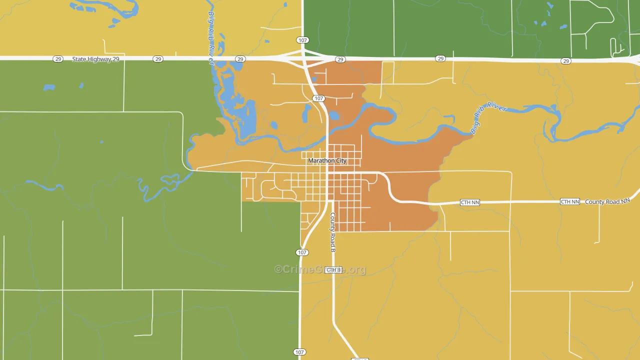 Marathon City, WI Map of Assault Rates