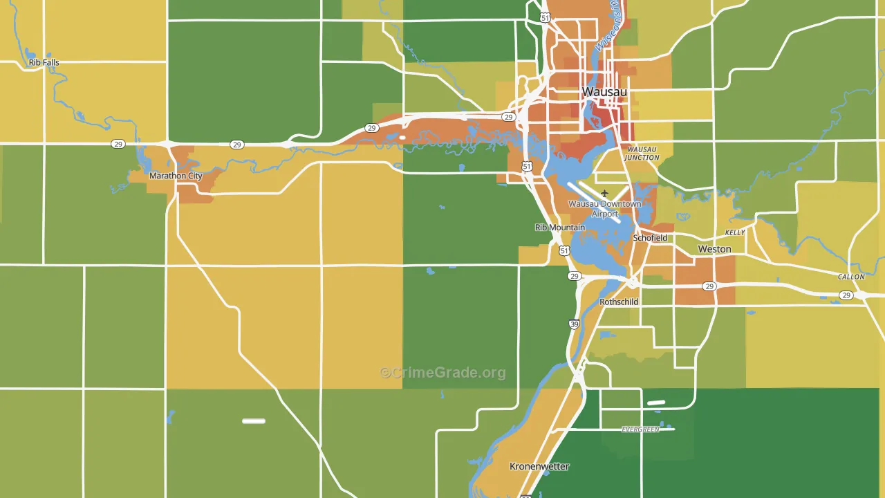 Marathon County, WI Map of Assault Rates