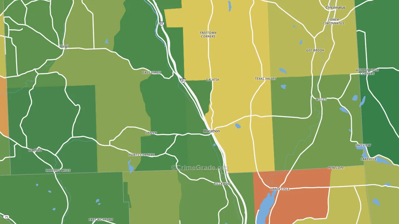 Marathon, NY Map of Assault Rates