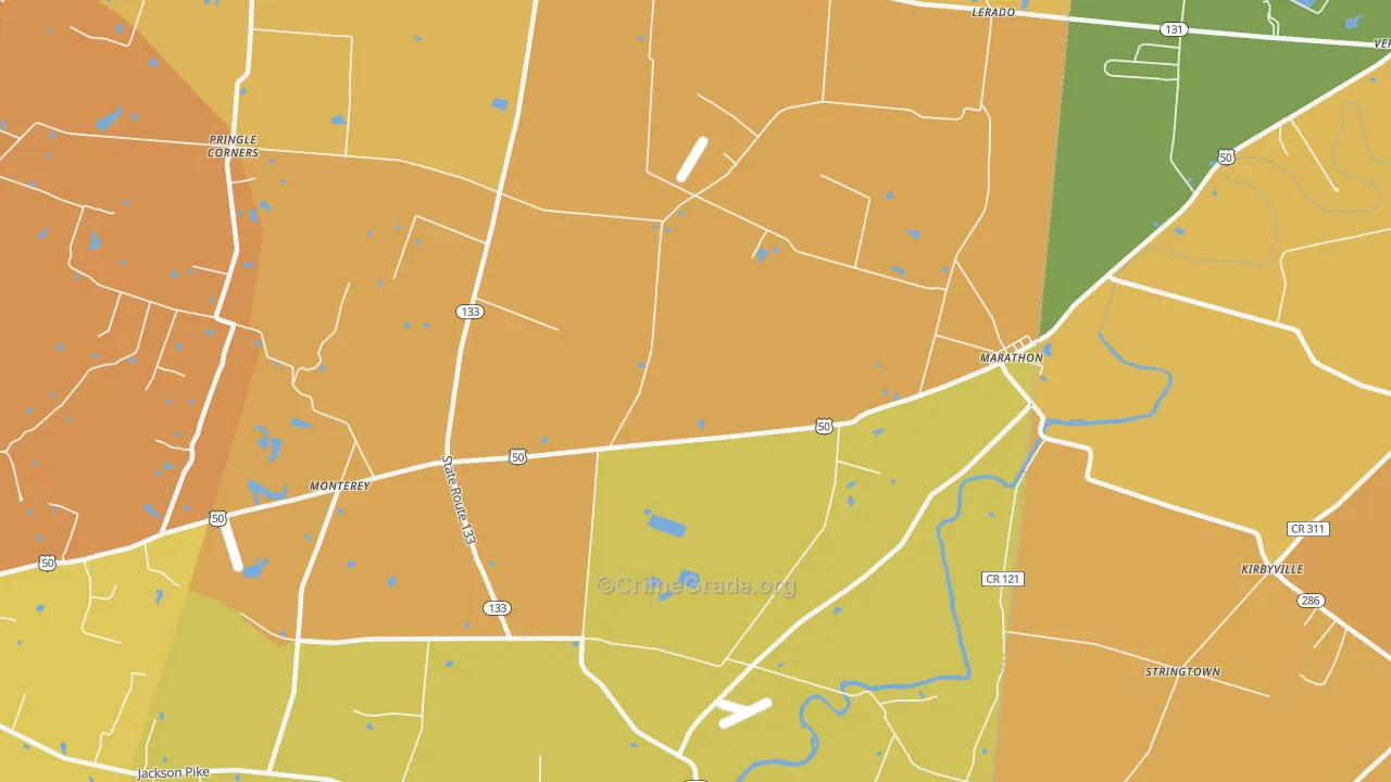 Marathon, OH Map of Assault Rates