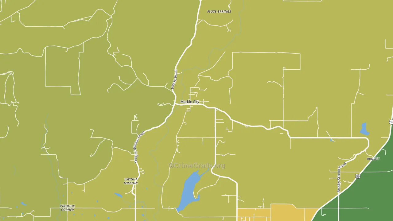 Marble City, OK Map of Assault Rates