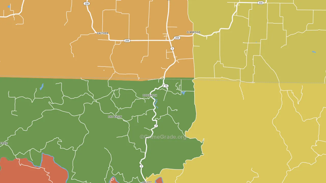 Marble Falls, AR Map of Assault Rates