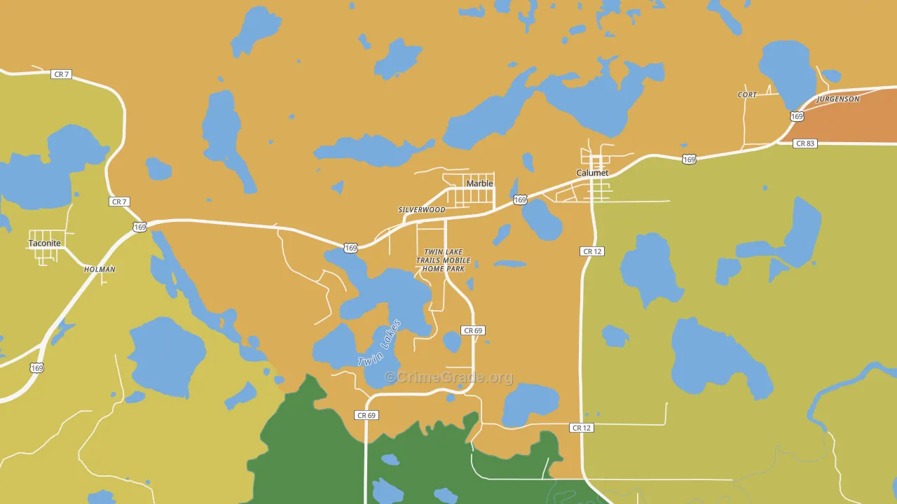 Marble, MN Map of Assault Rates