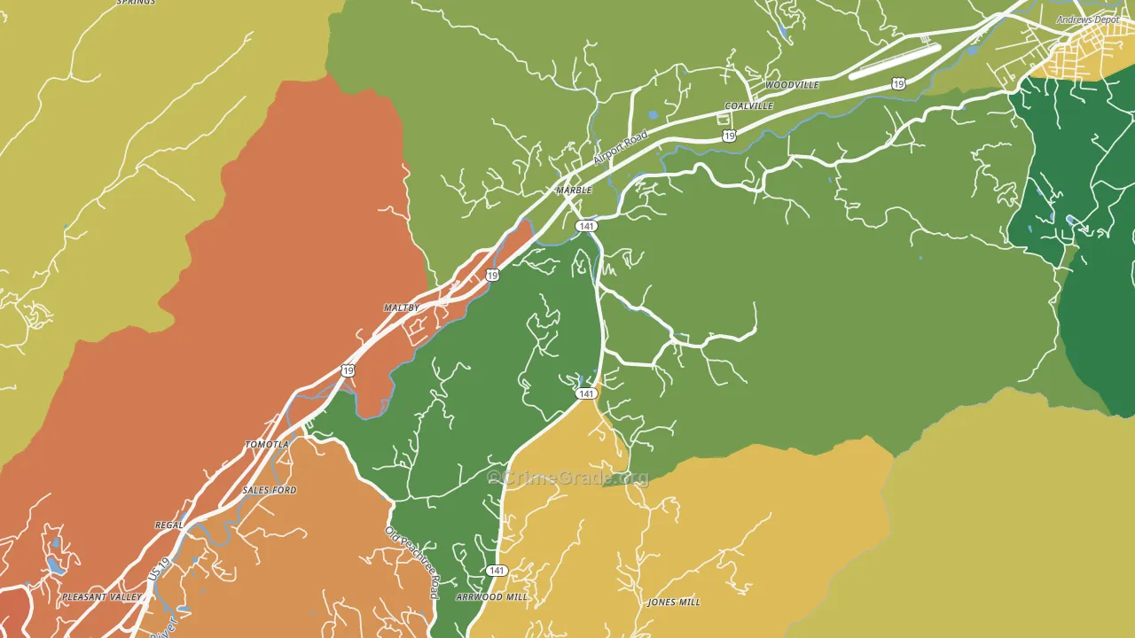Marble, NC Map of Assault Rates
