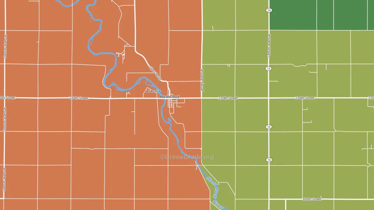 Marble Rock, IA Map of Assault Rates