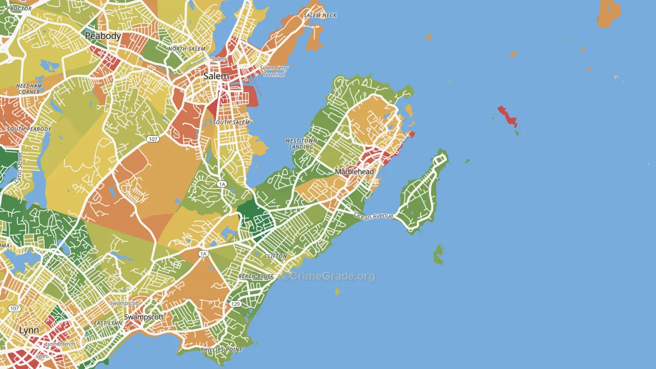 Marblehead, MA Map of Assault Rates