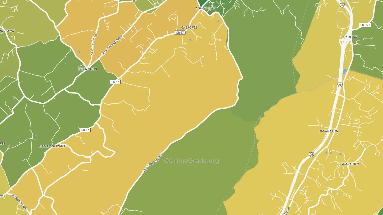 Marbleton, TN Map of Assault Rates