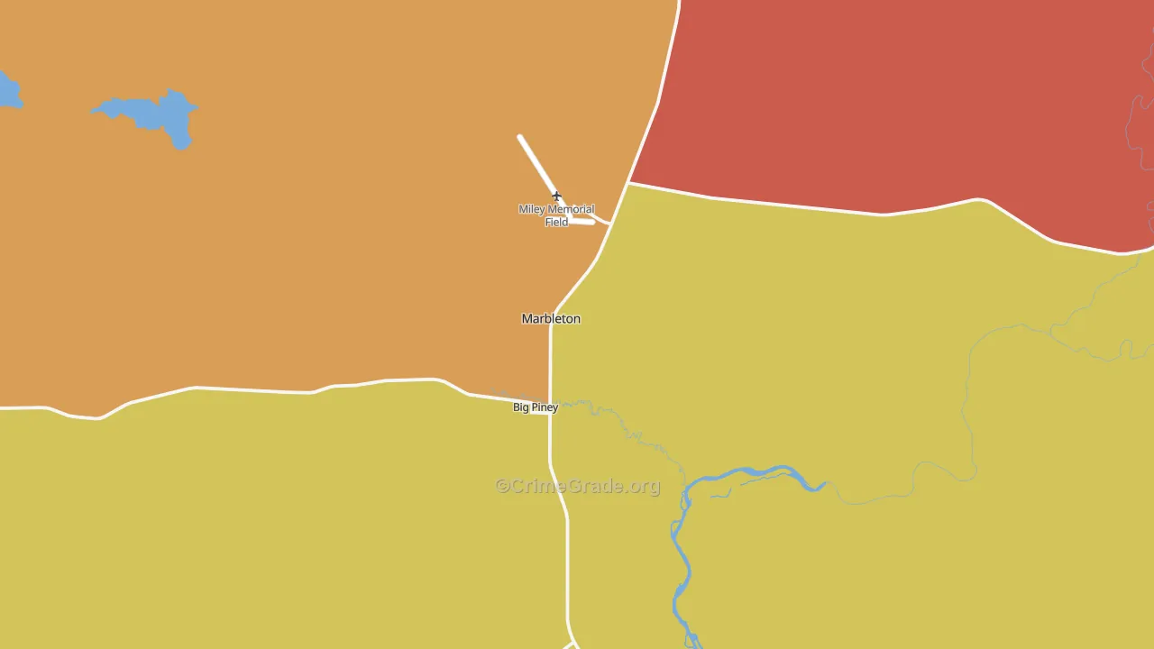 Marbleton, WY Map of Assault Rates