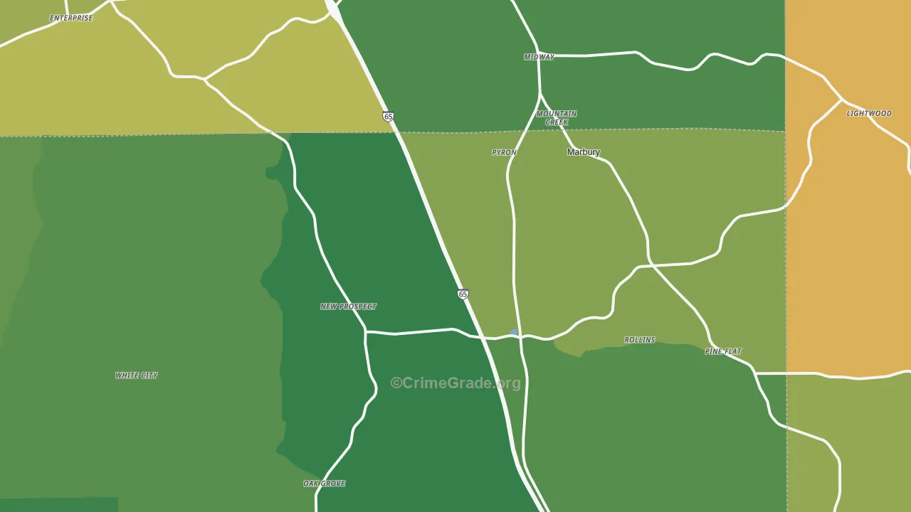 Marbury, AL Map of Assault Rates