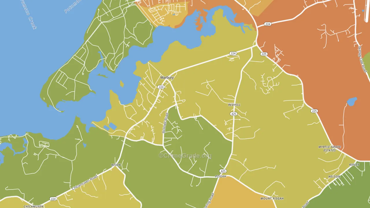 Marbury, MD Map of Assault Rates