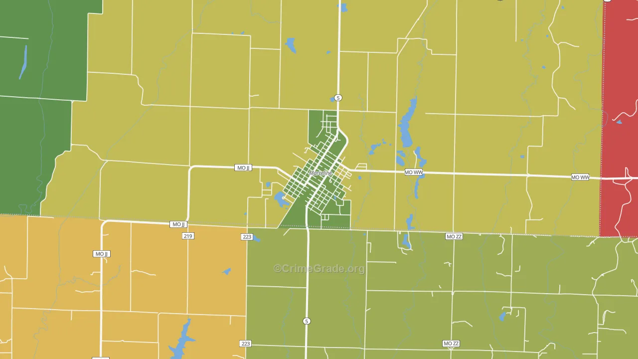 Marceline, MO Map of Assault Rates