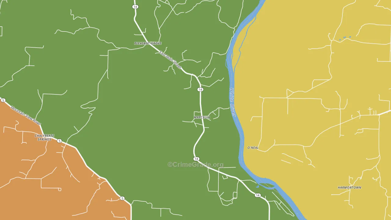 Marcella, AR Map of Assault Rates