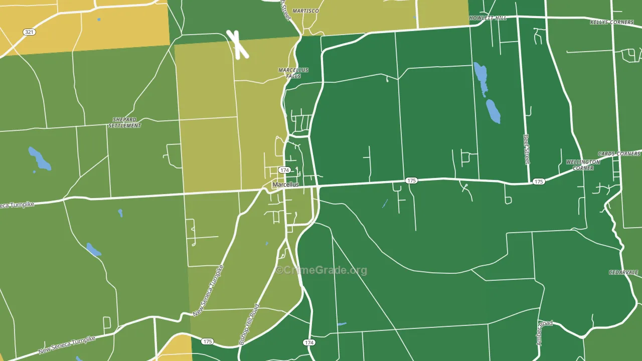 Marcellus, NY Map of Assault Rates