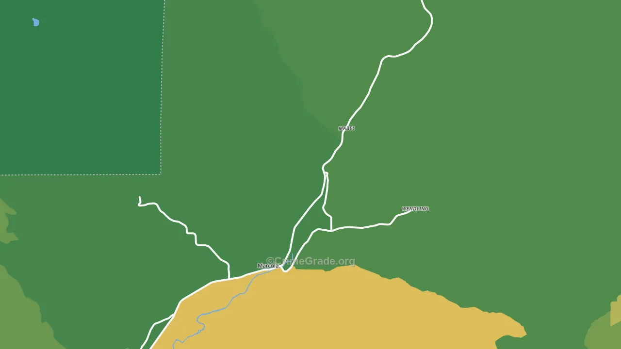 Marcola, OR Map of Assault Rates