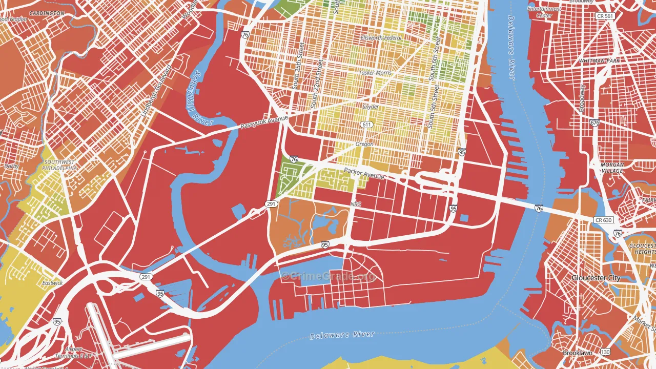 Marconi Plaza-Packer Park, Philadelphia, PA Map of Assault Rates
